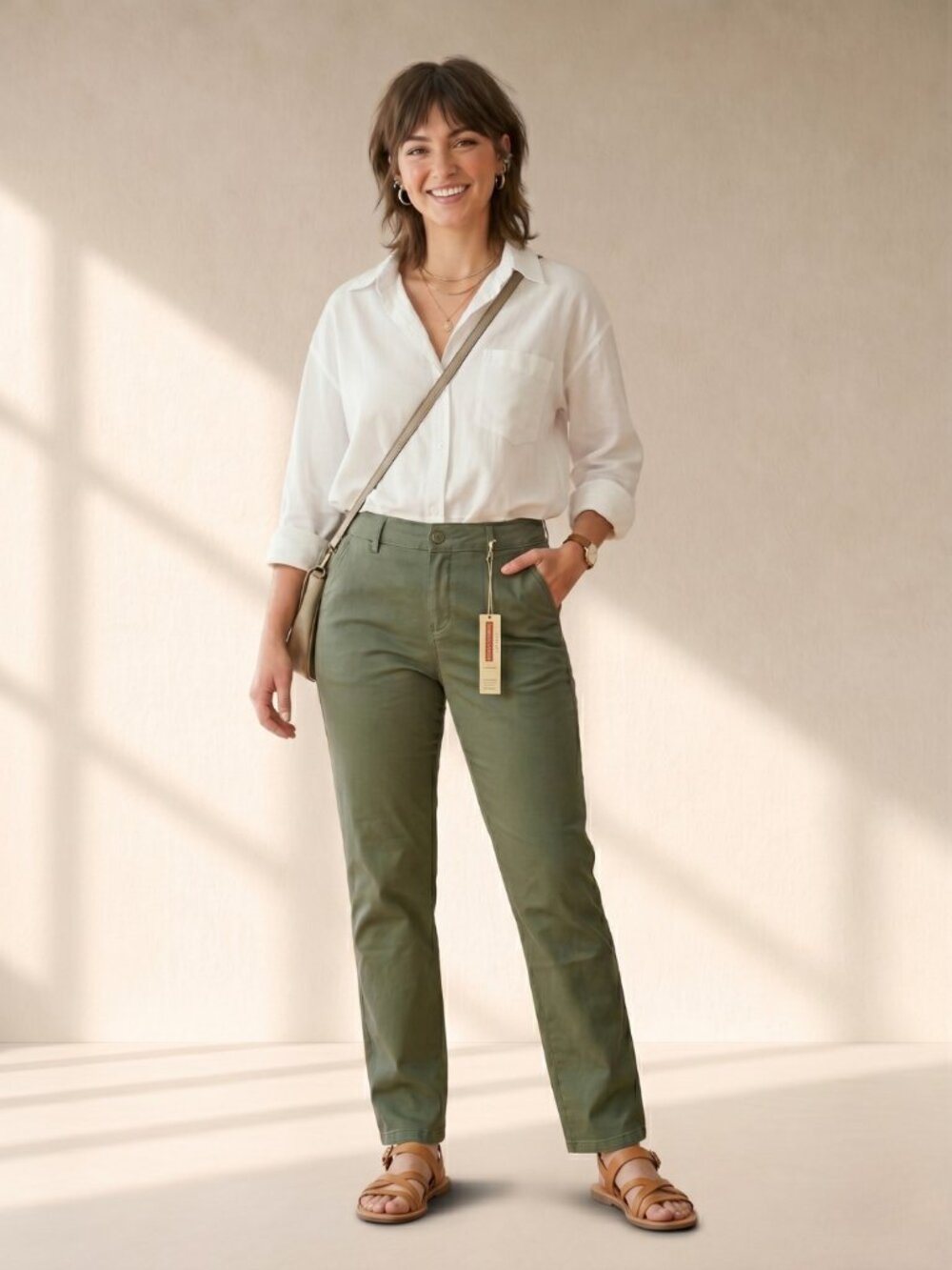 Khakis & Co NWT Army Green Stretch Chinos Size 10 Utility Pants Vintage Look